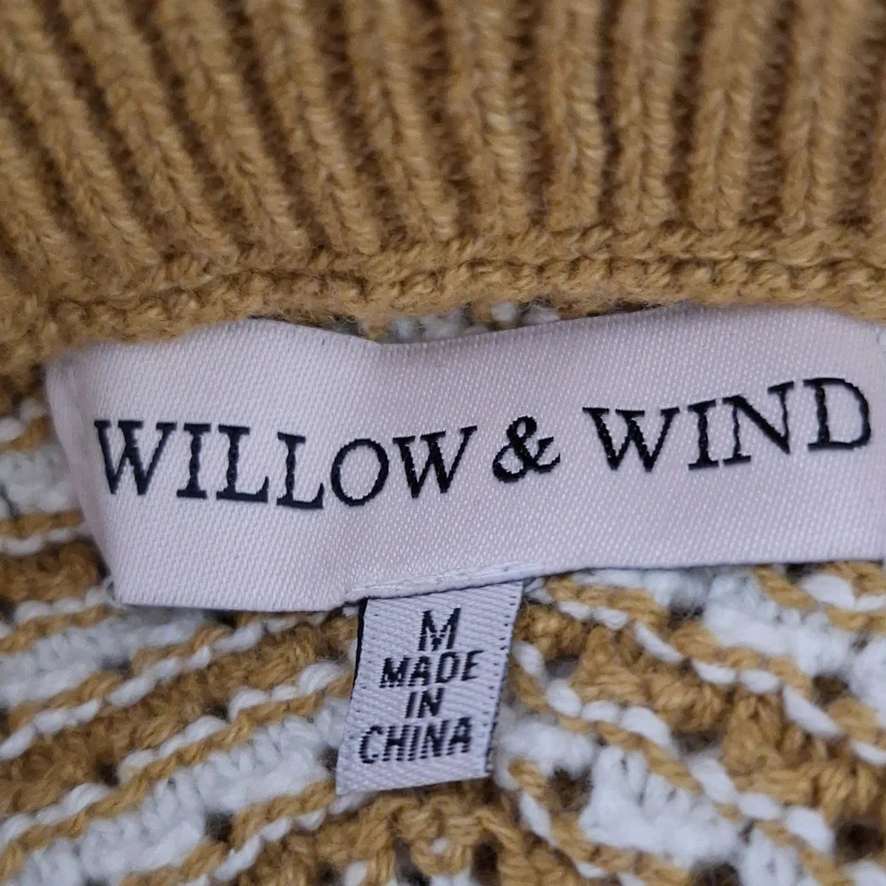 Willow & Wind "NEW" 70's Tan White Bohemian Knit Midi Hippie Skirt & Top Set *M - Picture 7 of 9